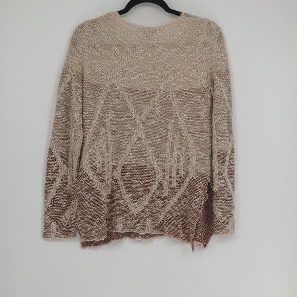 Knox Rose Ombre Cream Tan Rose Striped Knit Scoop Neck Side Slit‎ Sweater Small - Picture 8 of 13